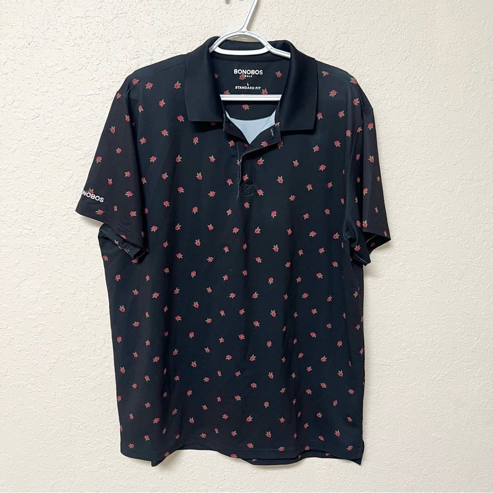 Bonobos Golf Polo Shirt Standard Mens Roses All Over Print Performance Size L